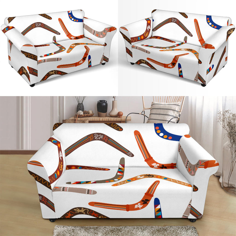 Boomerang Australian Aboriginal Ornament Pattern Loveseat Couch Slipcover