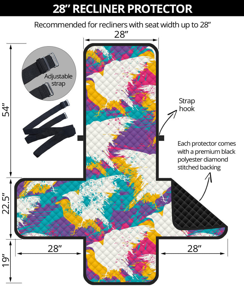 Colorful crow illustration pattern Recliner Cover Protector