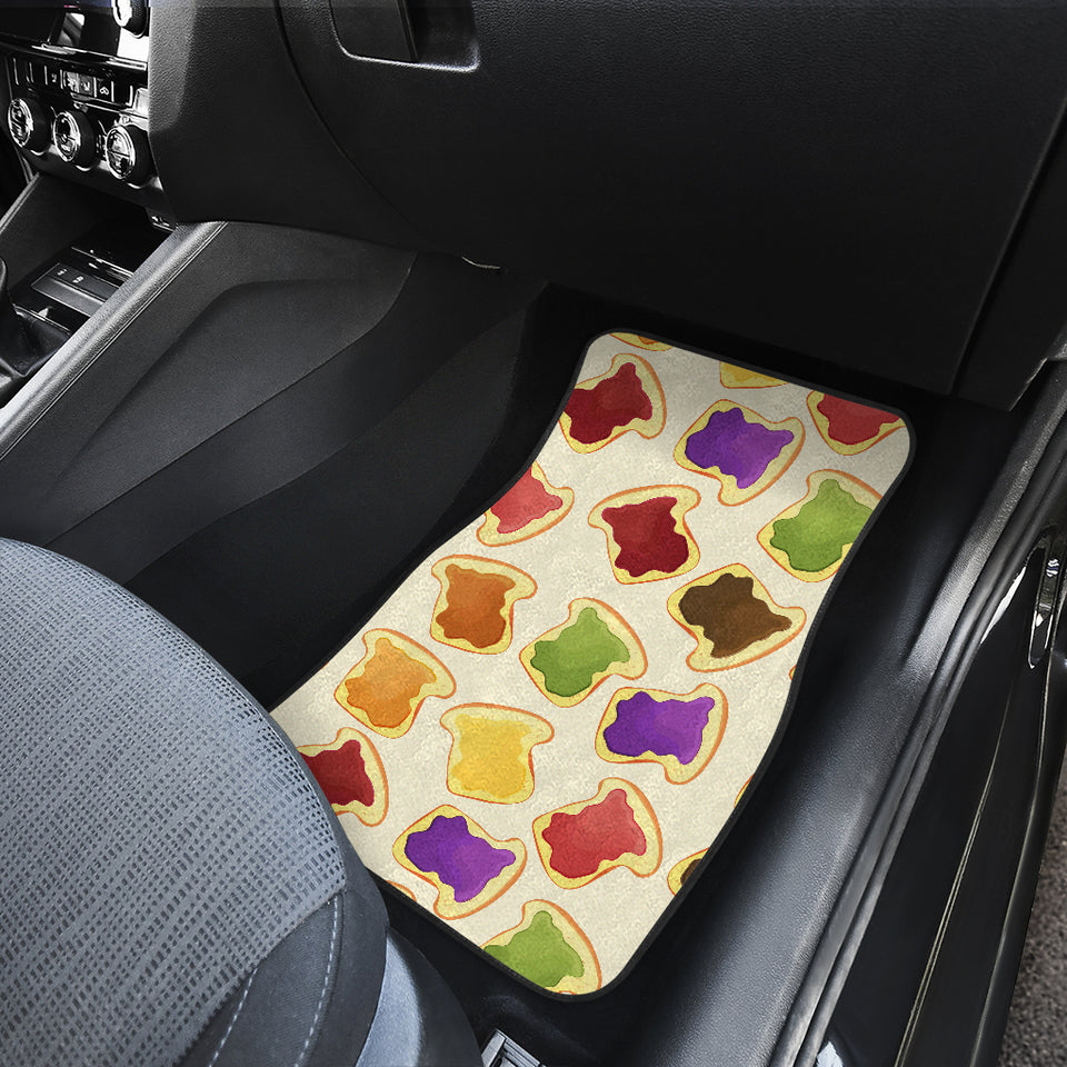 Bread Toast Pattern Print Design 02 Front and Back Car Mats