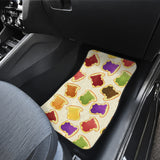 Bread Toast Pattern Print Design 02 Front and Back Car Mats