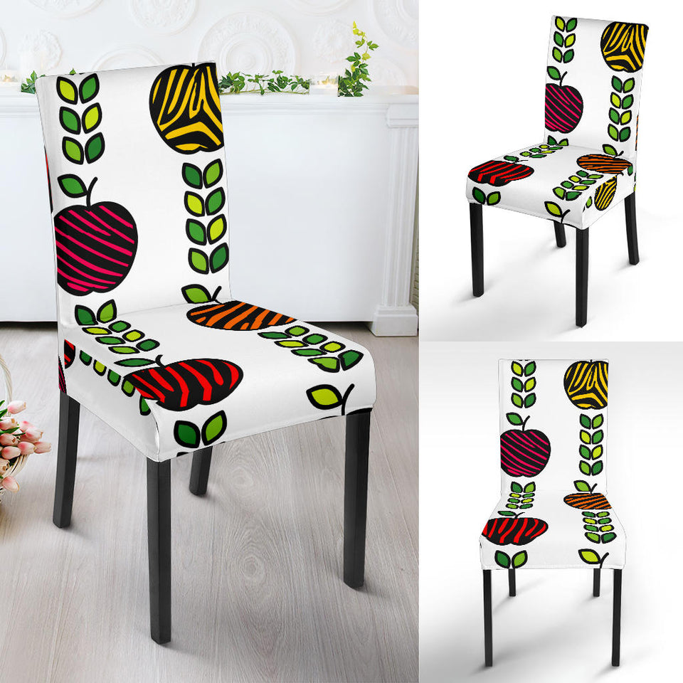 Colorful Apples Leave Zebra Stripe Dining Chair Slipcover
