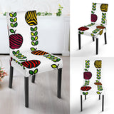 Colorful Apples Leave Zebra Stripe Dining Chair Slipcover
