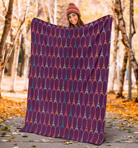 Eiffel Tower Pattern Print Design 05 Premium Blanket
