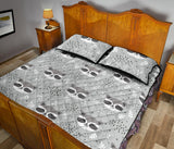 Cute raccoons leaves dot Quilt Bed Set