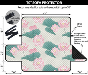 Pink lotus waterlily leaves pattern Sofa Cover Protector