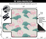 Pink lotus waterlily leaves pattern Sofa Cover Protector