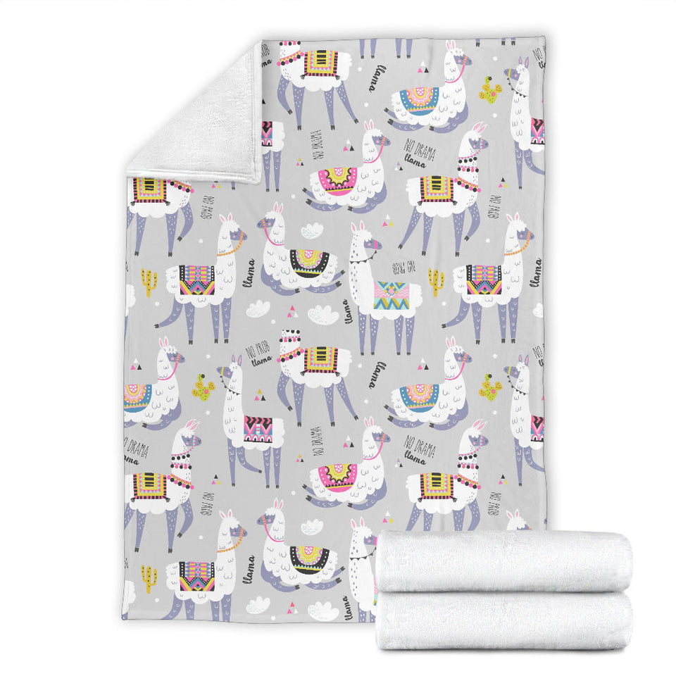 Cute Llama Alpaca Pattern Premium Blanket