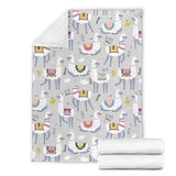 Cute Llama Alpaca Pattern Premium Blanket