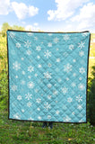 Snowflake Pattern Blue Background Premium Quilt