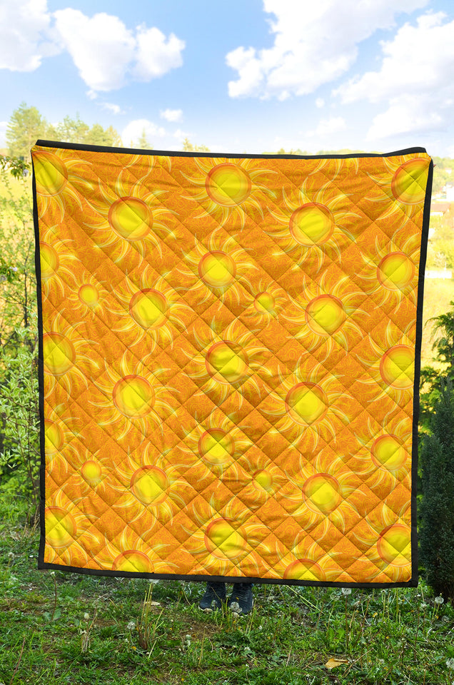 Sun Orange Background Premium Quilt