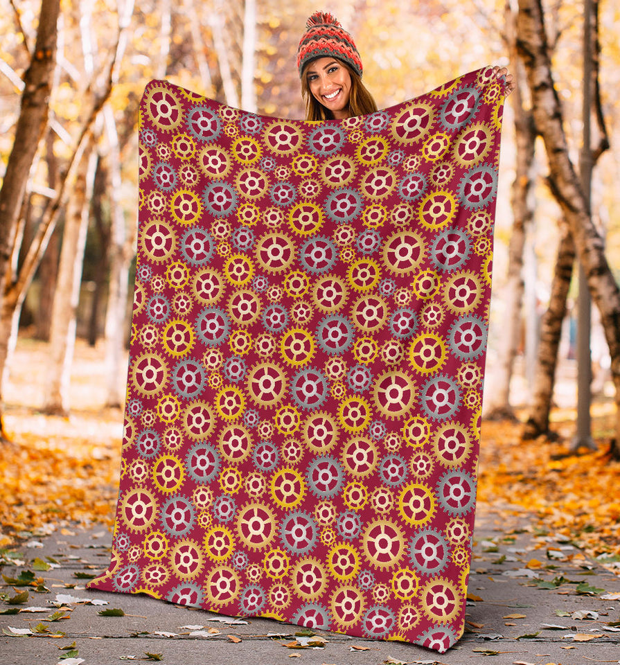 Gear Pattern Print Design 04 Premium Blanket