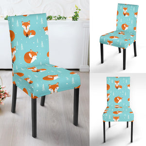 Fox Pattern Blue B Ackground Dining Chair Slipcover