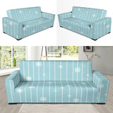 Snowflake Pattern Blue Stripe Background Sofa Slipcover