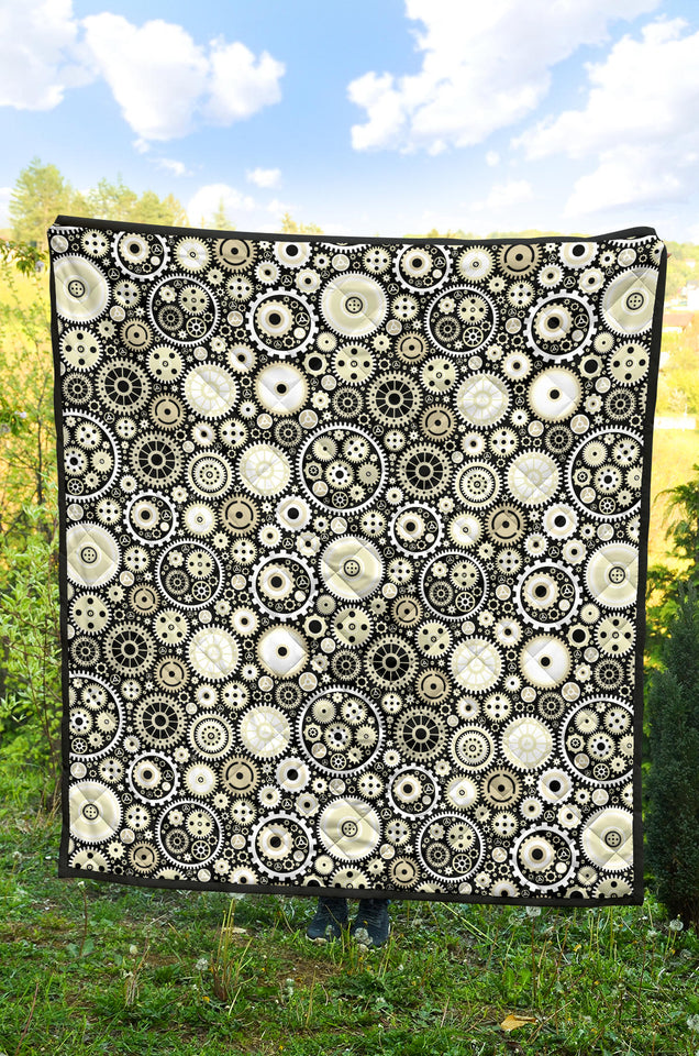 Gear Pattern Print Design 02 Premium Quilt