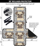 Happy pug pattern Recliner Cover Protector