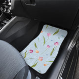 Watercolor Tulips Pattern Front And Back Car Mats