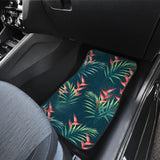 Heliconia Flowers, Palm And Monstera Leaves On Black Background Pattern Front And Back Car Mats