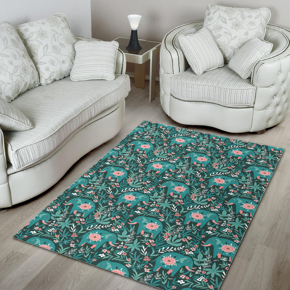 Elephants Jungle Pattern Area Rug