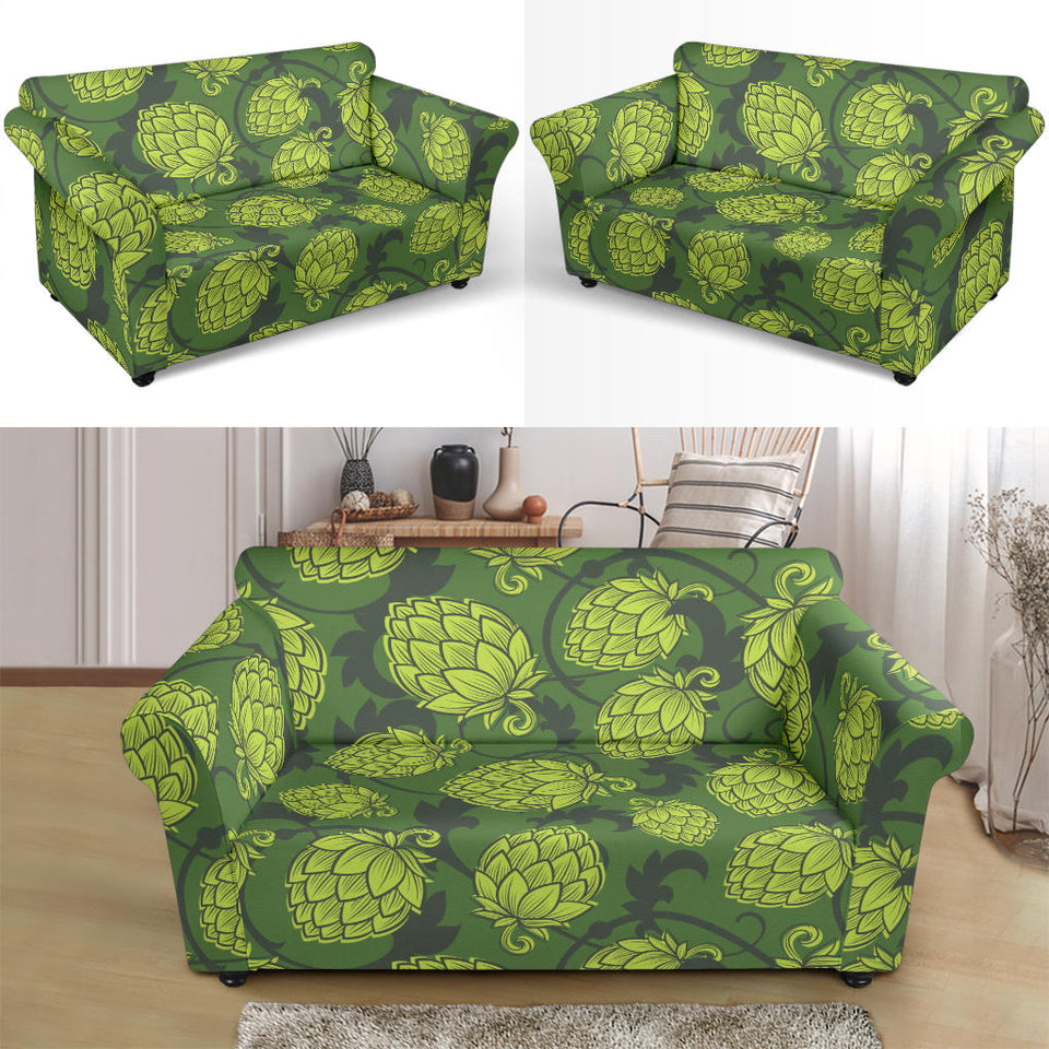 Hop Pattern Hop Cone Background Loveseat Couch Slipcover