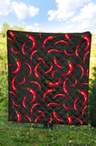 Chili Peppers Pattern Black Background Premium Quilt