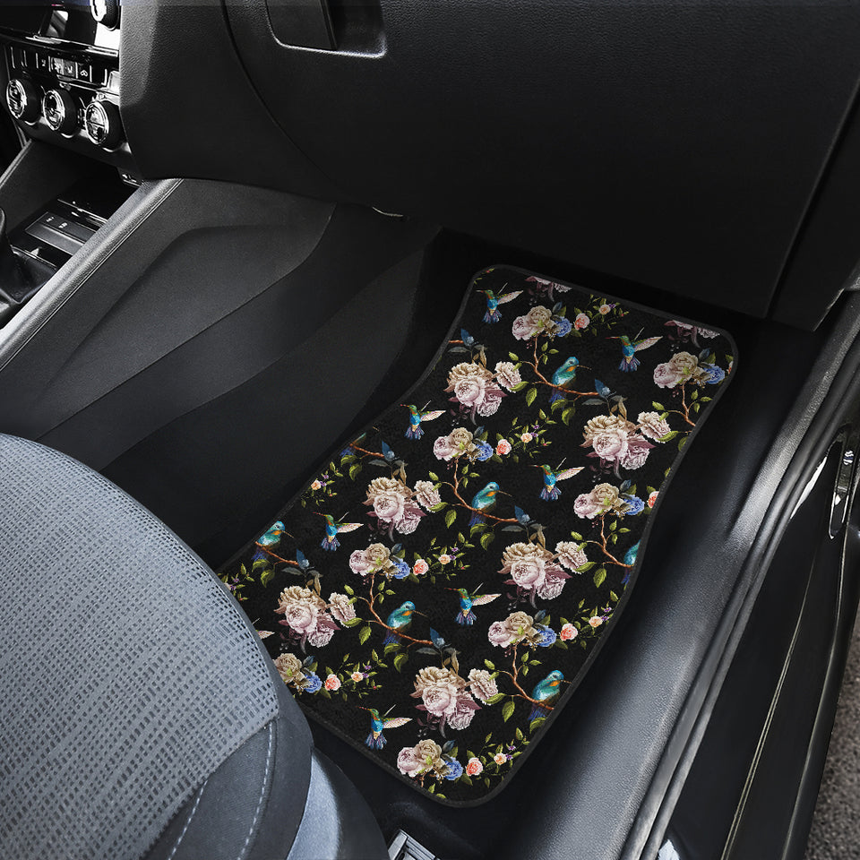 Hummingbird Pattern Print Design 03 Front and Back Car Mats
