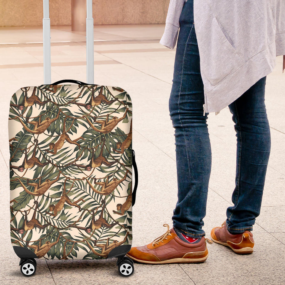 Monkey Tropical Leaves Background Luggage Covers