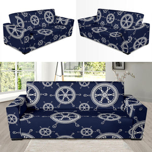 Nautical Steering Wheel Design Pattern Sofa Slipcover