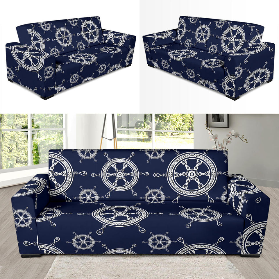 Nautical Steering Wheel Design Pattern Sofa Slipcover