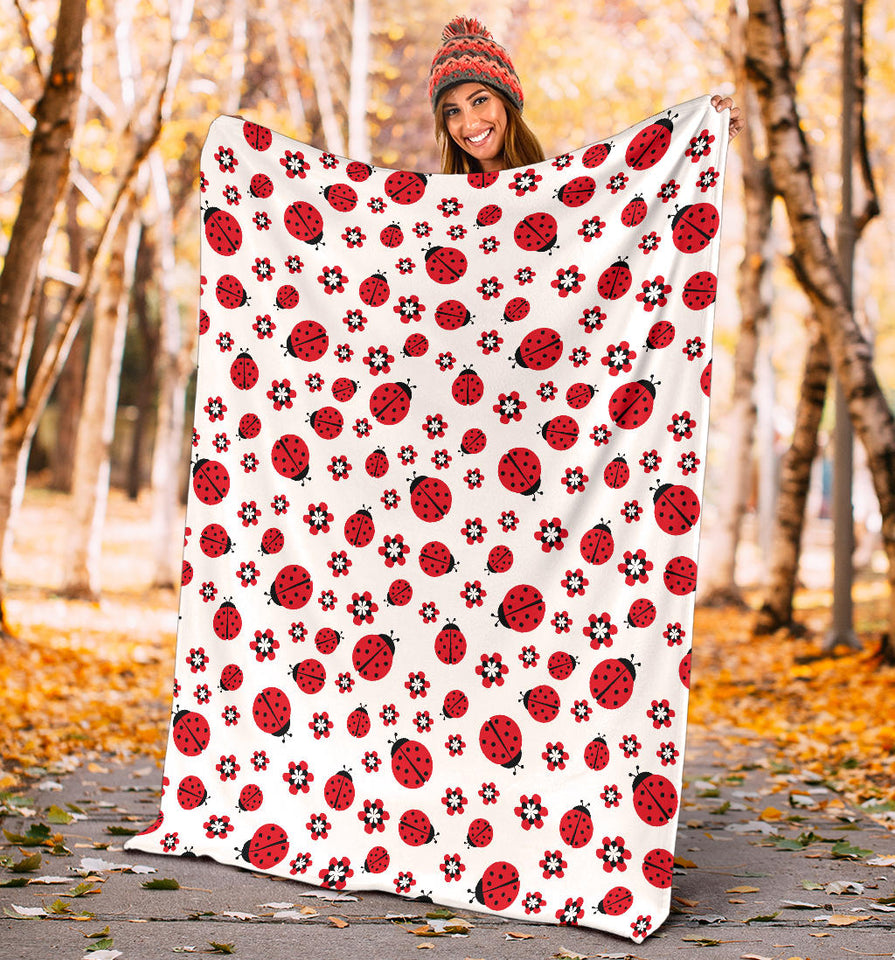 Ladybug Pattern Print Design 04 Premium Blanket