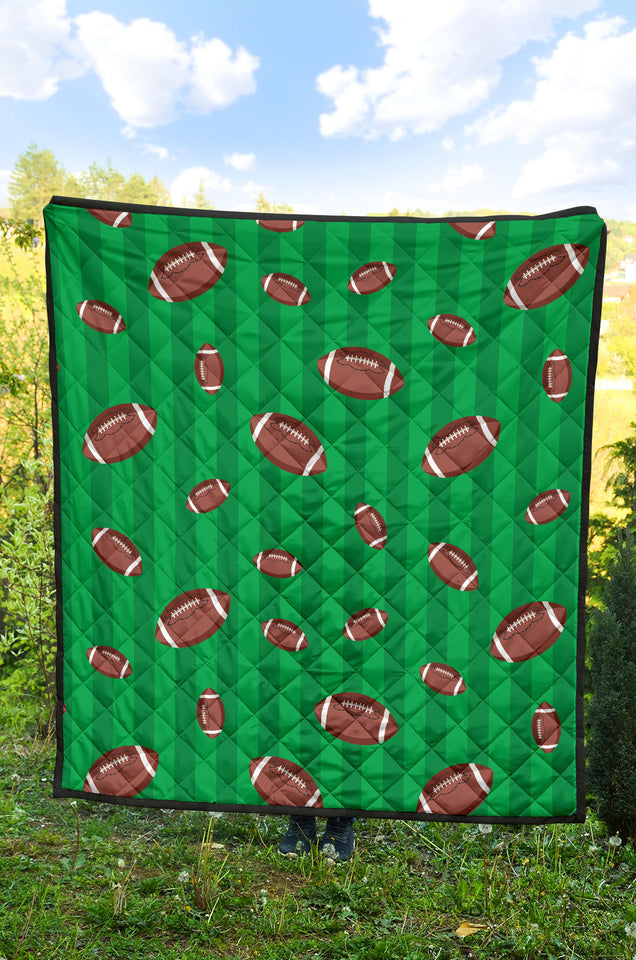 American Football Ball Field Background Premium Quilt