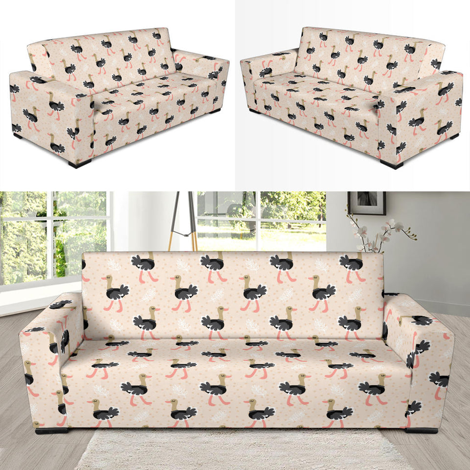 Ostrich Pattern Print Design 05 Sofa Slipcover