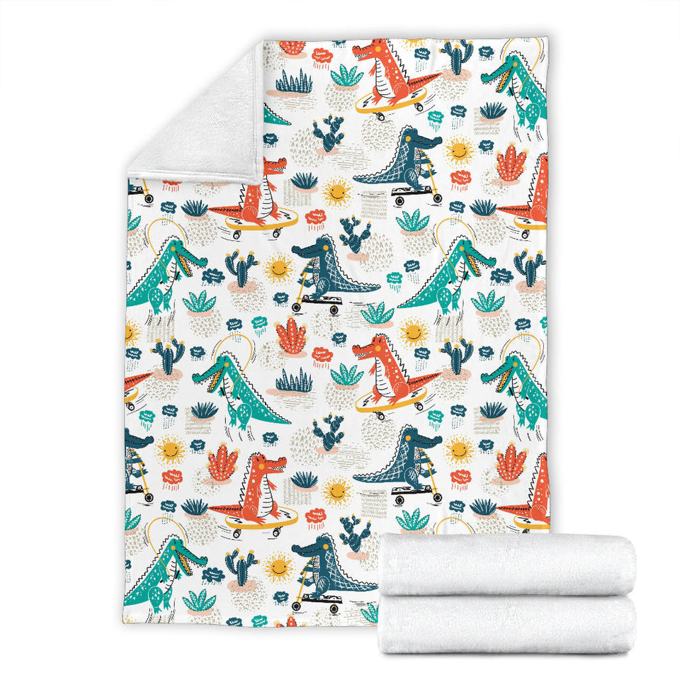 Cute Crocodile Pattern Premium Blanket