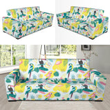 Cute Parrot Toucan Flamingo Cactus Exotic Leaves Pattern Sofa Slipcover