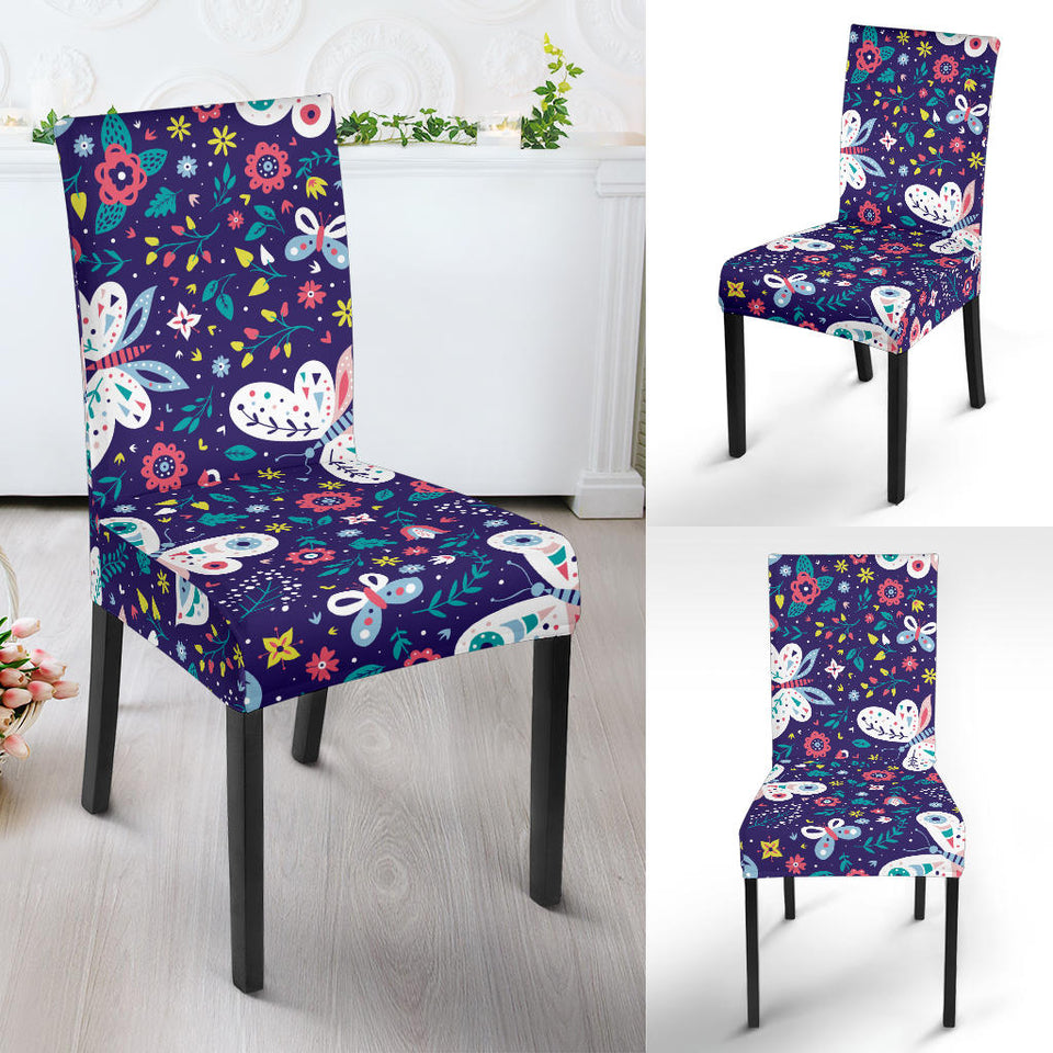 Colorful Butterfly Flower Pattern.Eps Dining Chair Slipcover