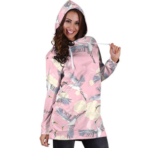 Japanese Crane Rose Pattern Women'S Hoodie Dress