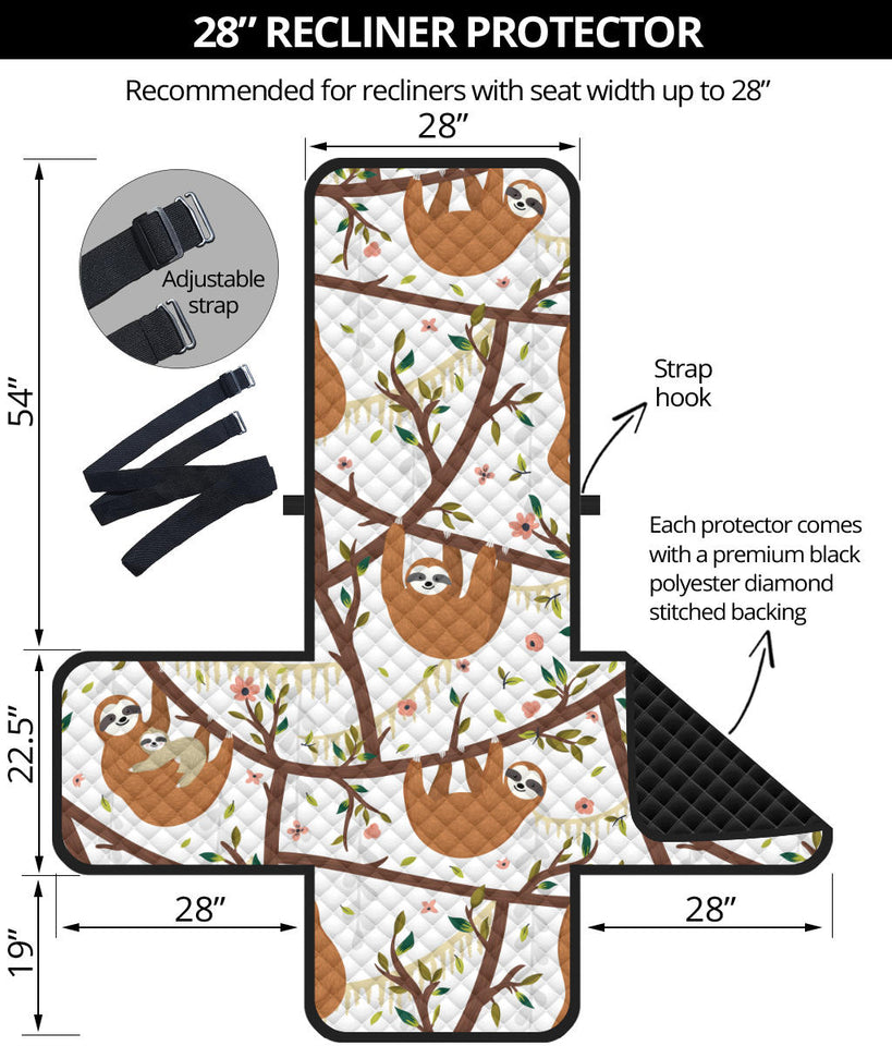 Sloths hanging on the tree pattern Recliner Cover Protector