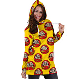 Daruma Japanese Wooden Doll Yellow Background Women'S Hoodie Dress