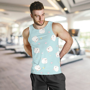 White cute hamsters heart pattern Men Tank Top
