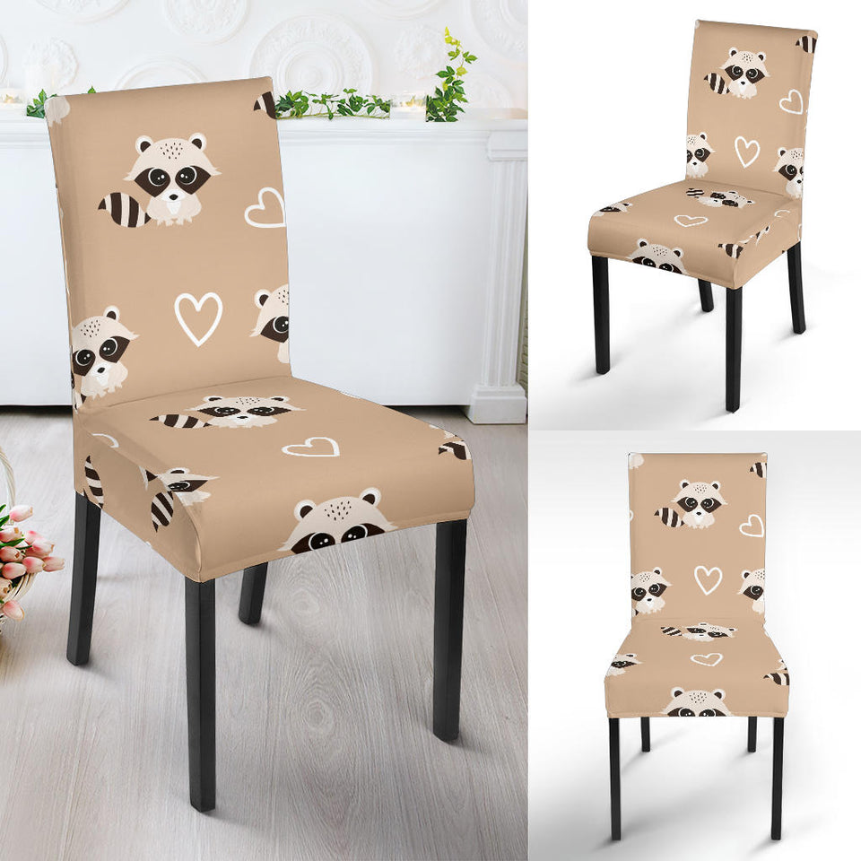Cute Raccoon Heart Pattern Dining Chair Slipcover