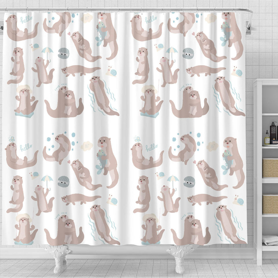 Cute Sea Otters Pattern Shower Curtain Fulfilled In US