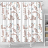 Cute Sea Otters Pattern Shower Curtain Fulfilled In US