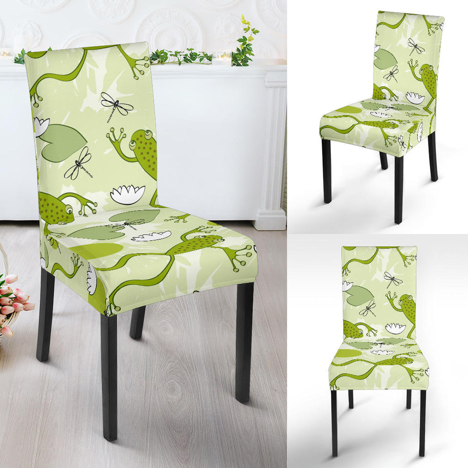 Cute Frog Dragonfly Pattern Dining Chair Slipcover