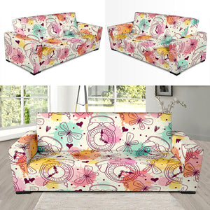 Clock Butterfly Pattern Sofa Slipcover