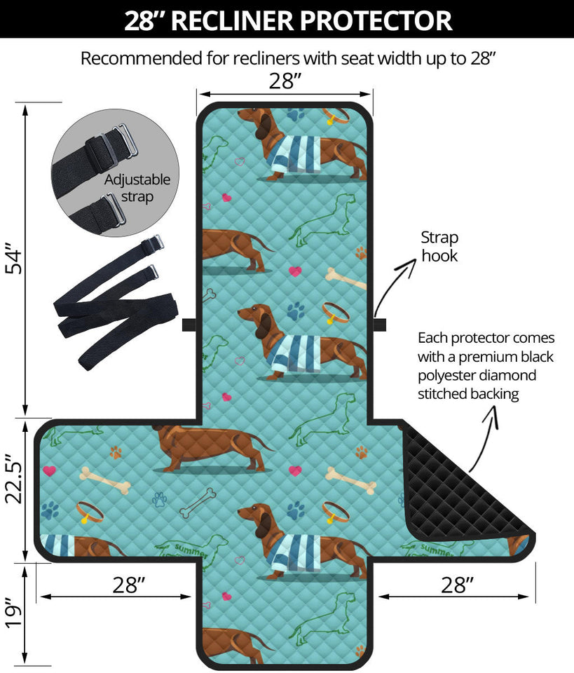 Dachshund decorative background Recliner Cover Protector