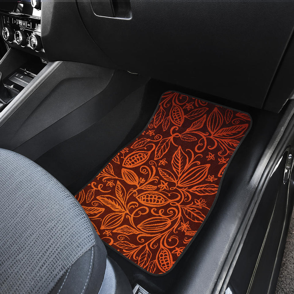 Cocoa Beans Tribal Polynesian Pattern Front And Back Car Mats