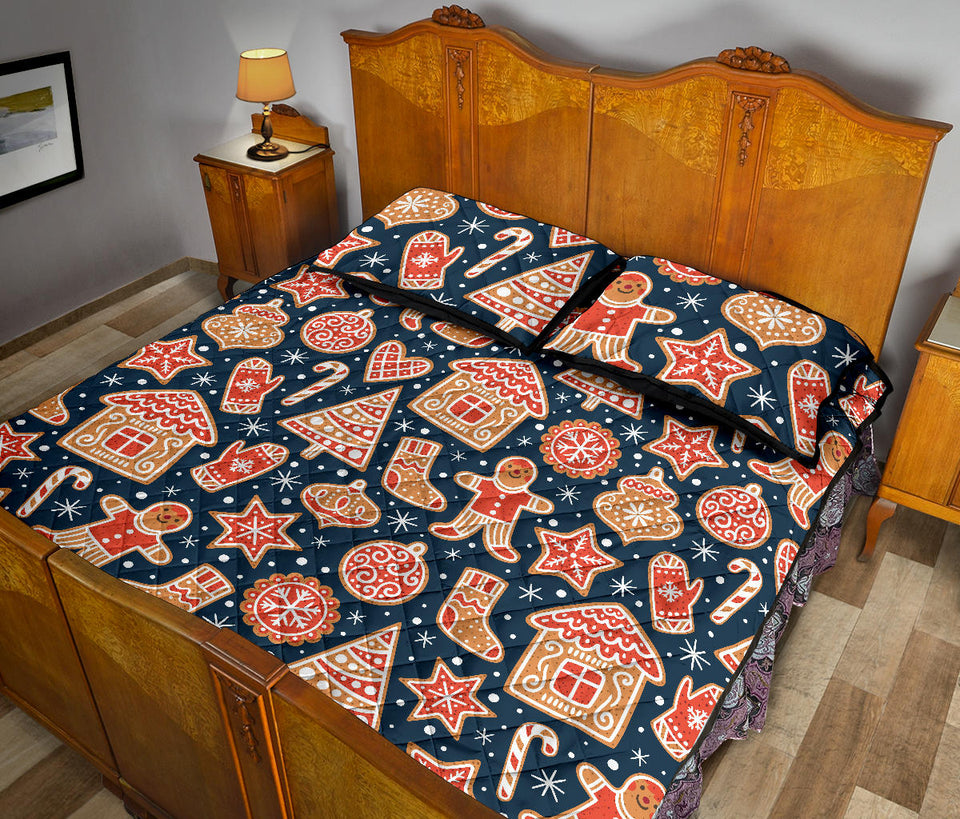 Christmas gingerbread cookie pattern Quilt Bed Set