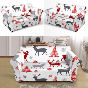 Deer Tree Snowflakes Chrismas Pattern Loveseat Couch Slipcover