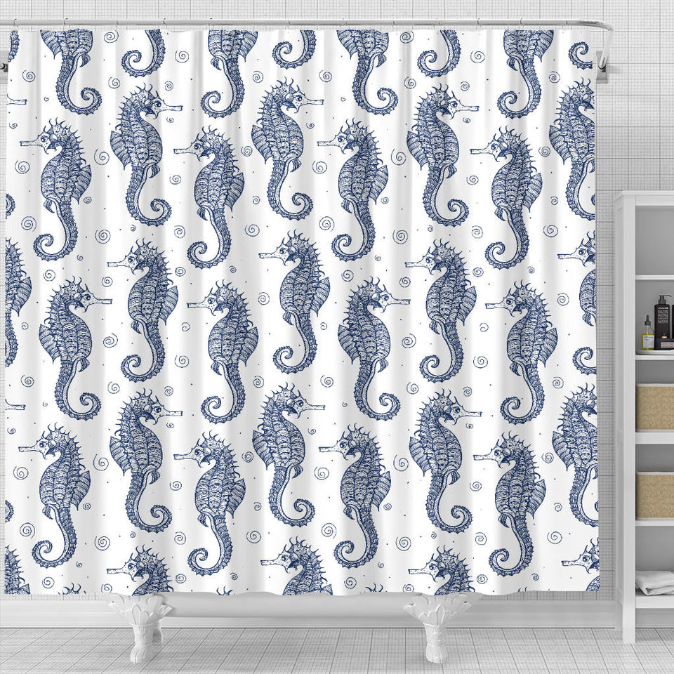 Seahorse Pattern Background Shower Curtain Fulfilled In US