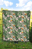 Toucan Tropical Green Jungle Palm Pattern Premium Quilt