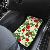 Red Apples Leaves Pattern Front And Back Car Mats